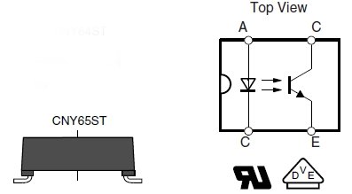 CNY65AGRST, Высоковольтные оптроны в корпусах для поверхностного монтажа, фототранзисторный выход 